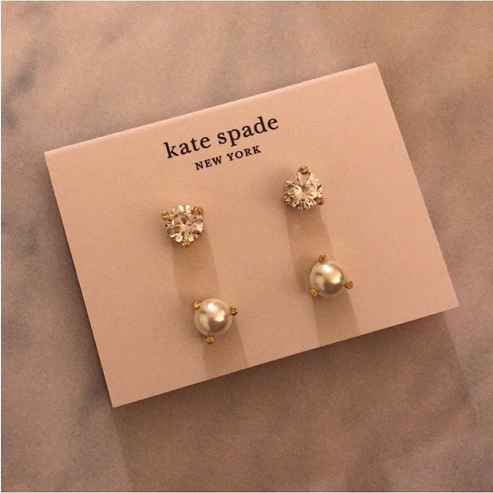 Kate Spade New York Rise and Shine 2-Stud Set, Cubic Zirconia & Glass Pearl - Picture 10 of 13